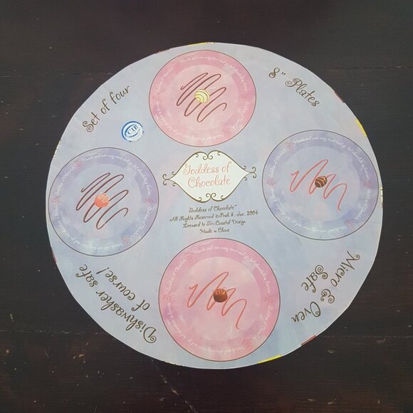 4pc CIB Goddess of Chocolate Dessert Plate Set in Box - Picture 8 of 10